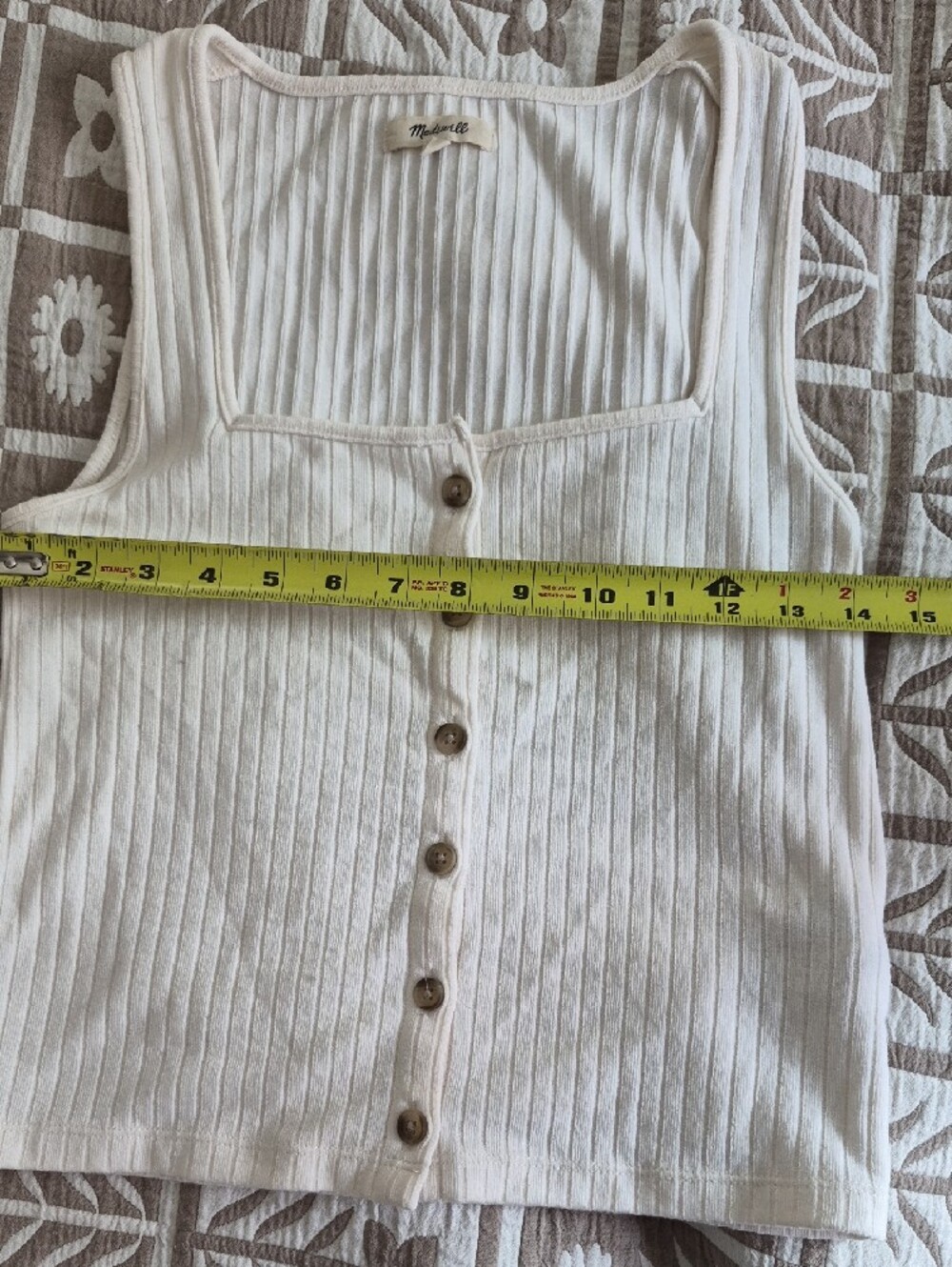 Madewell Cream Ribbed Button-Front Tank - Picture 2 of 5